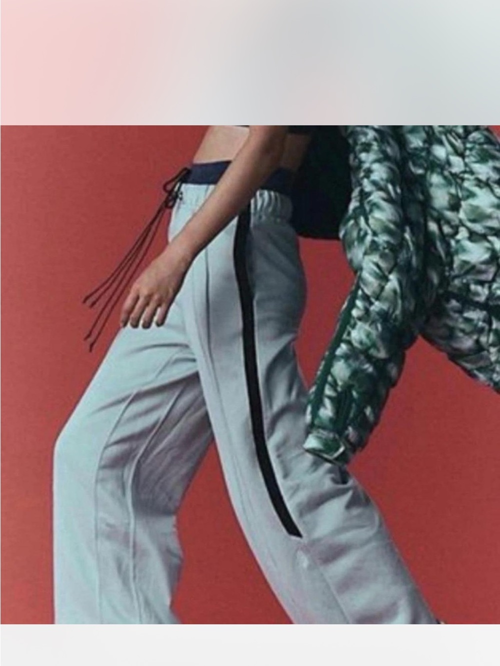 Free People Light blue Wide-Leg Track Pants with Black Side Stripe